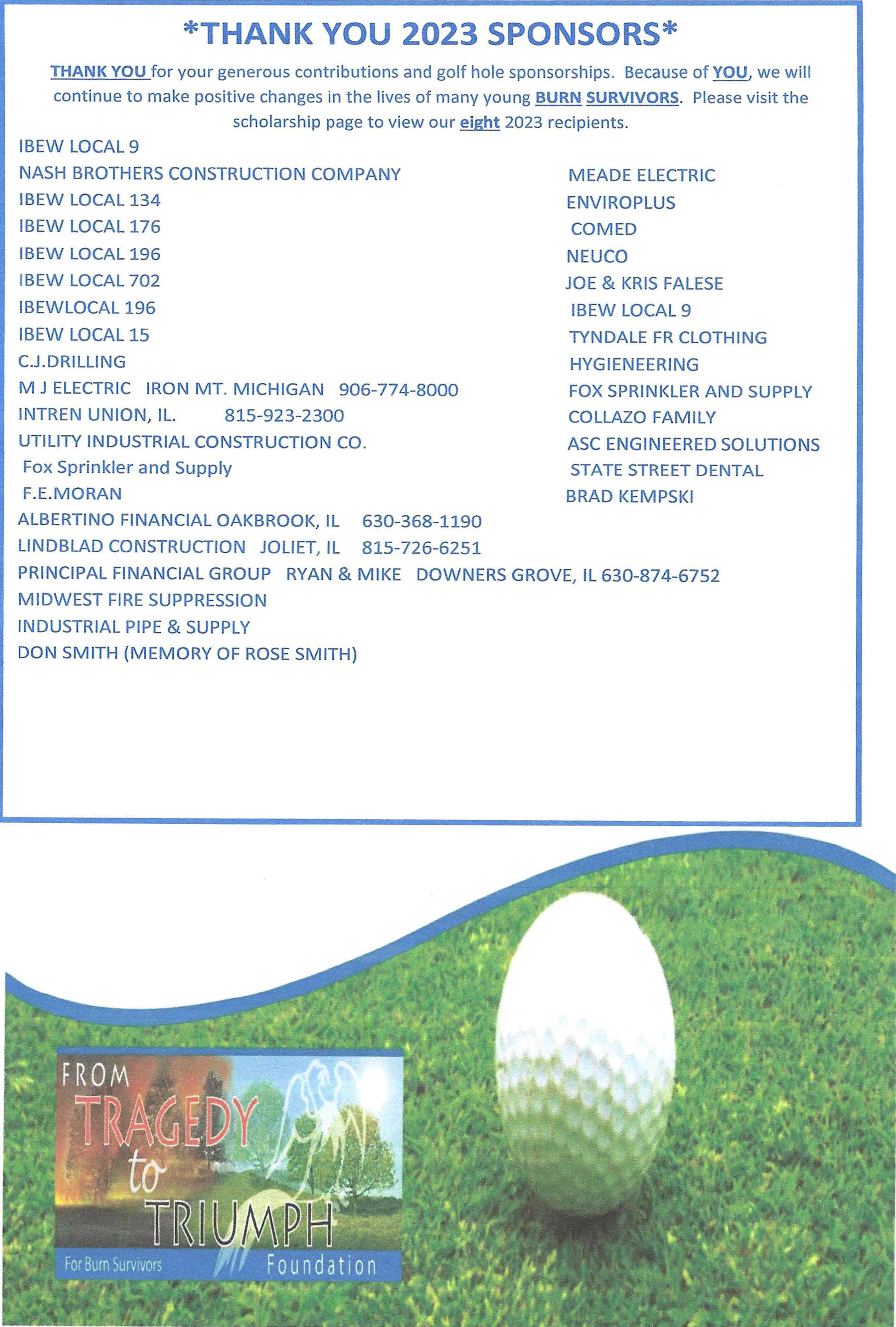 Thank you 2023 sponsors